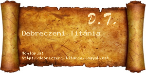 Debreczeni Titánia névjegykártya